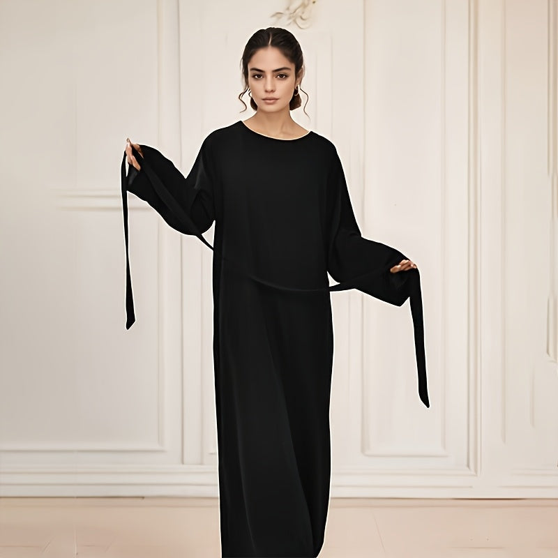 2pcs Muslim conservative Abaya Burqa + belt suit, long sleeve burqa, comfortable, versatile - suitable for formal occasions and Women's wear Eid al-Fitr