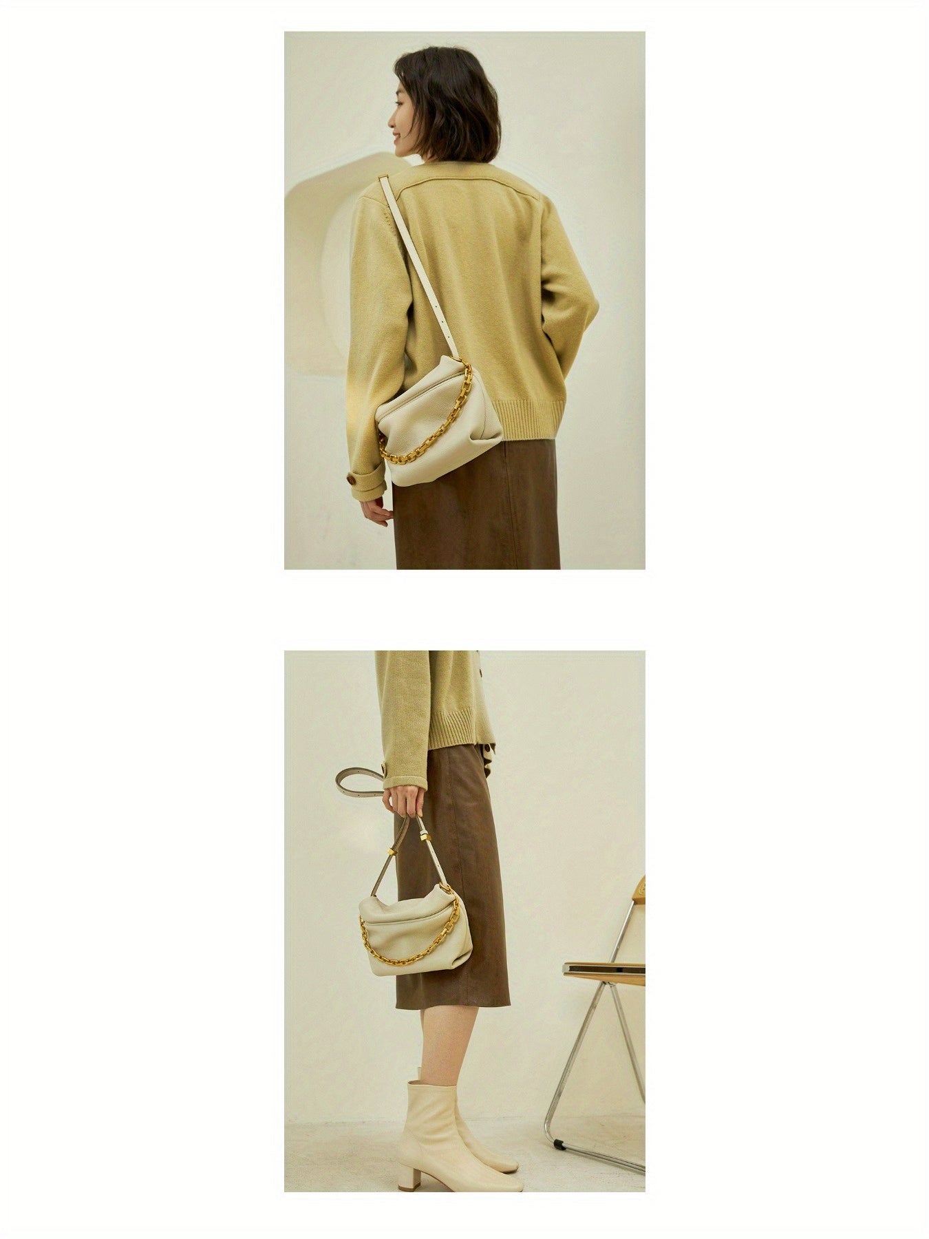 2025 New Women's Bag, Leather Crossbody Pleated Cloud Messenger Bag, Fashionable Chain Dumpling Bag, Single Shoulder Crossbody Bag