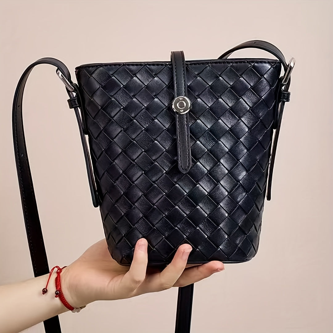 Woven New Bucket Bag Handmade Woven Bag, Niche High-end Women'S Summer Versatile Crossbody Bag, Simple, Lightweight