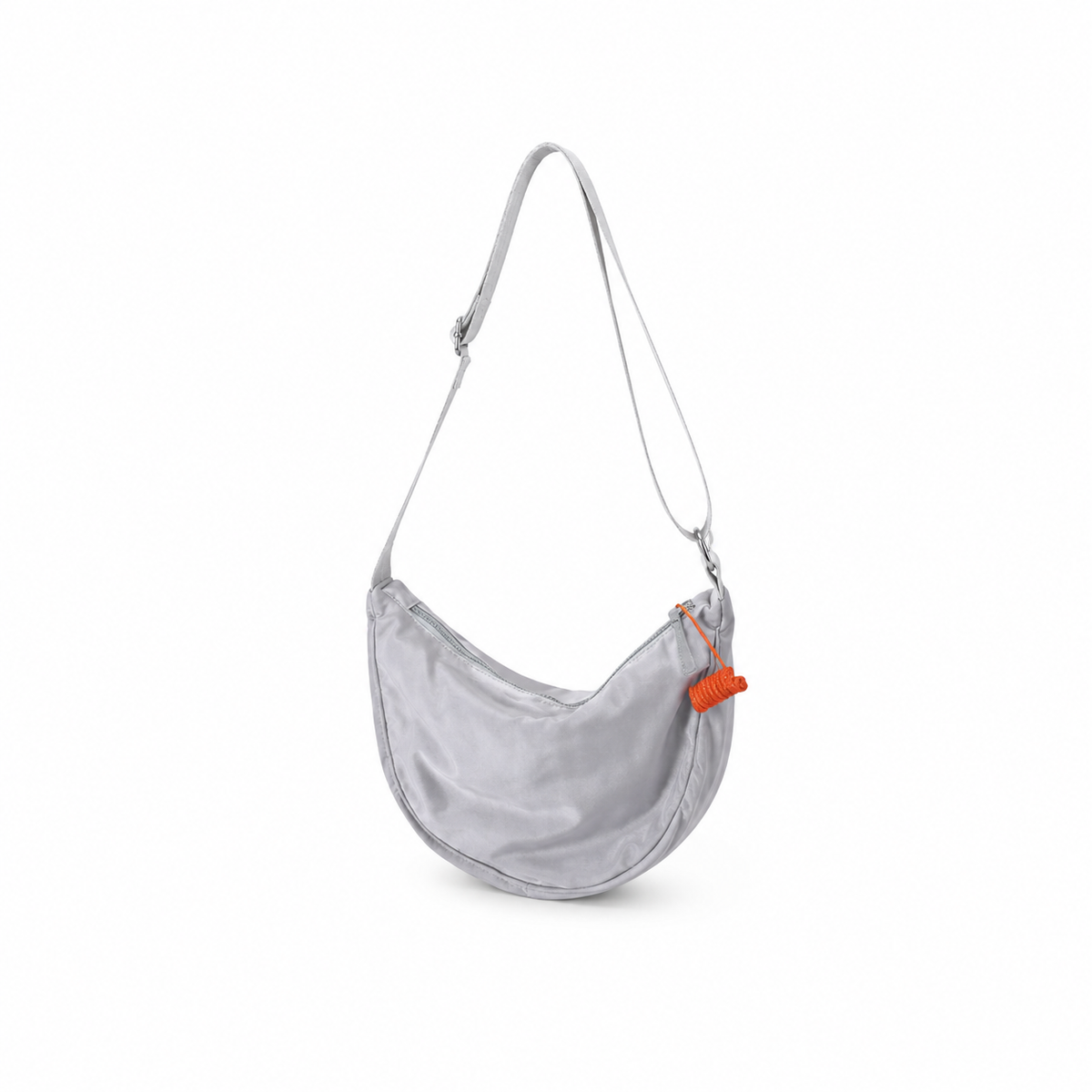 Silver Grey Crescent Shoulder Bag
