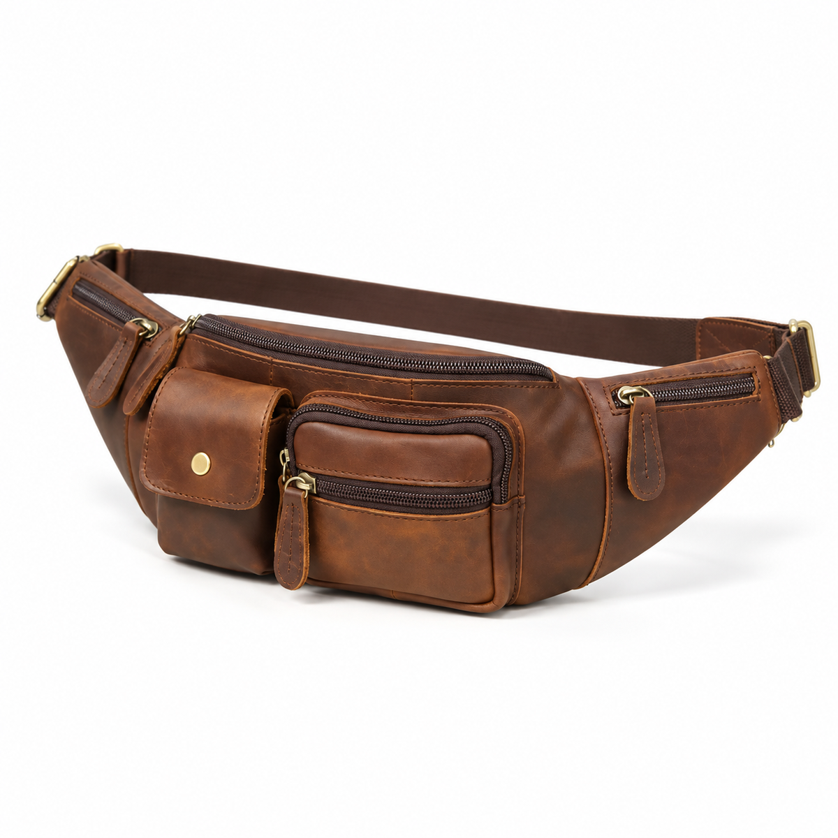 Vintage Brown Multi Pocket Waist Bag