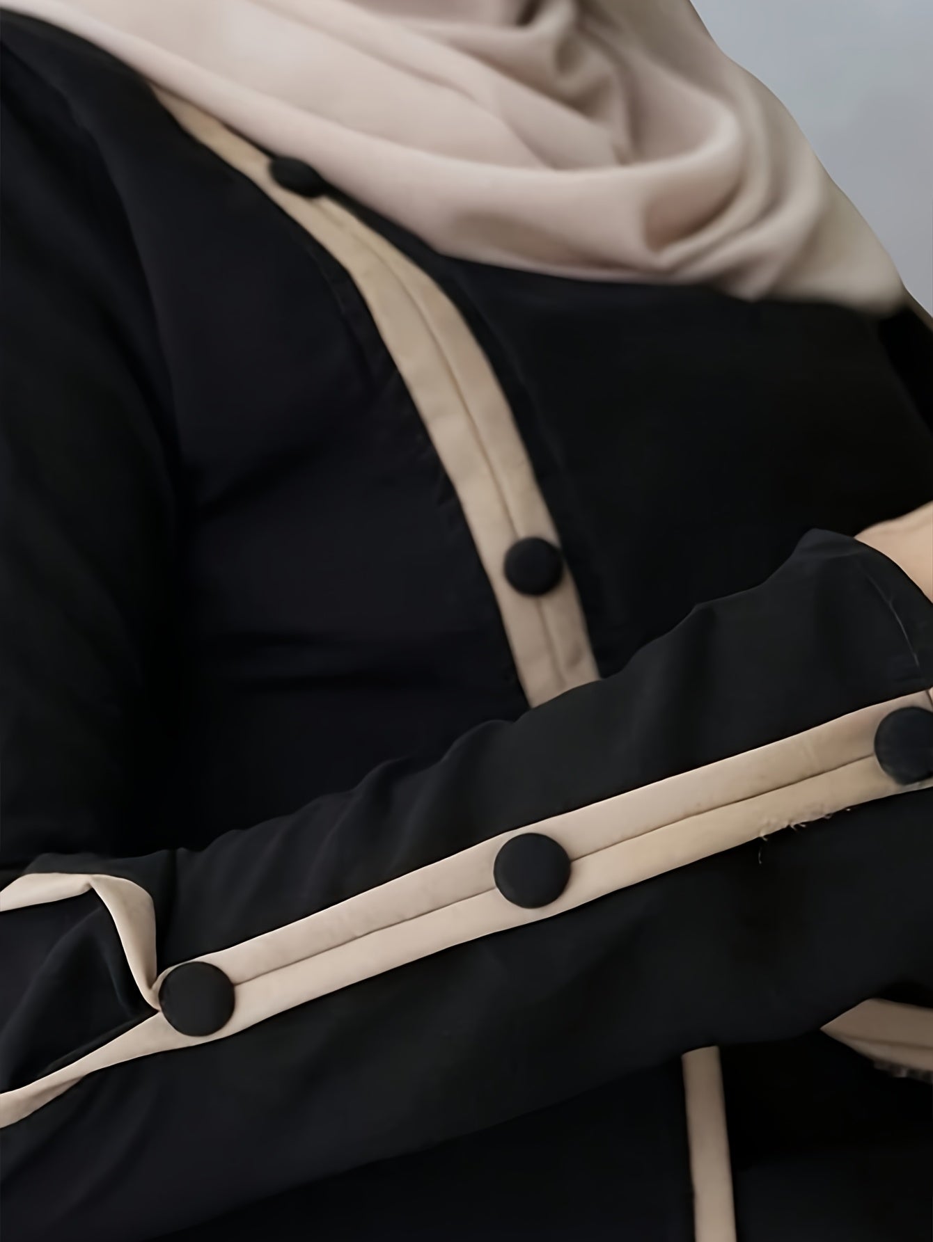 Women's Elegant Loose-Fit Long Sleeve Arabic Abaya with Adjustable Waist Belt - Solid Black Casual to Formal All-Season Machine Washable Traditional Attire, Modest Apparel, No Stretch Fabric