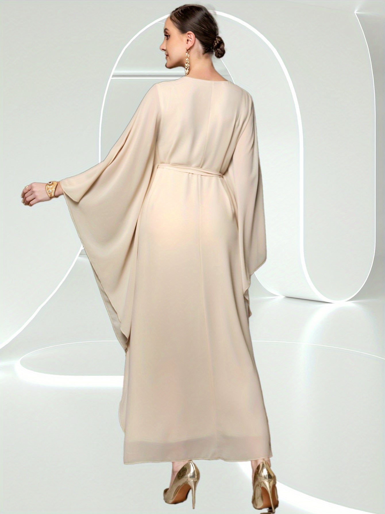 Yellow Fantasy Butterfly Abaya Sleeve Dress Arabic Long Dress Middle East Women's Clothing