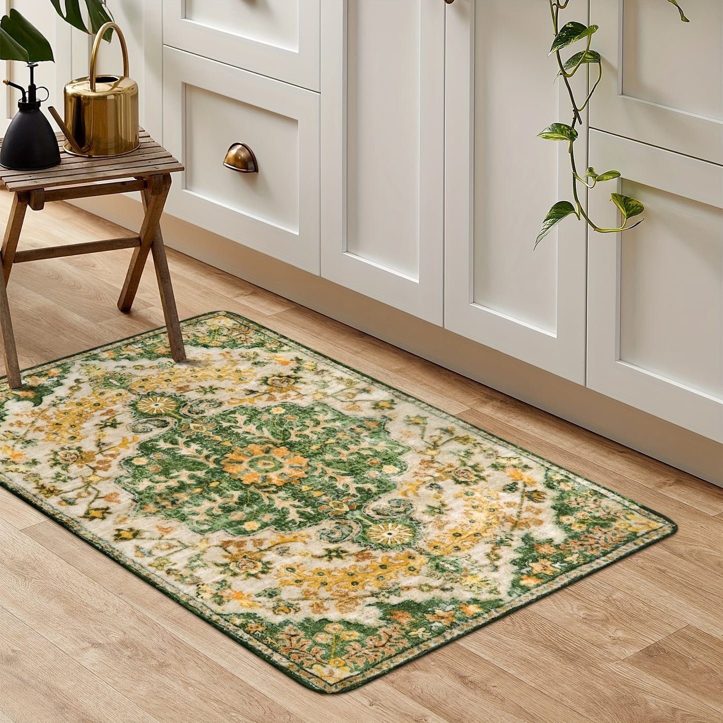 Bohemian Floral Medallion Area Rug - Small Rugs For Bedroom Soft Bathroom Mat, Machine Washable Indoor Throw Front Door Carpet For Bathroom Sink Dressing Room