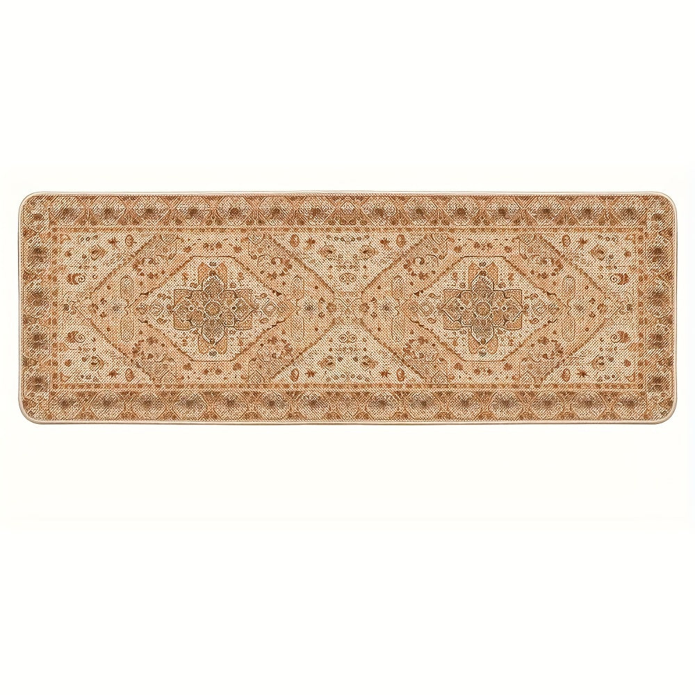 Red Floral Vintage Bohemia Kitchen Mats Set Of 1, Daily Boho Home Decor Low-Profile Kitchen Rugs for Floor