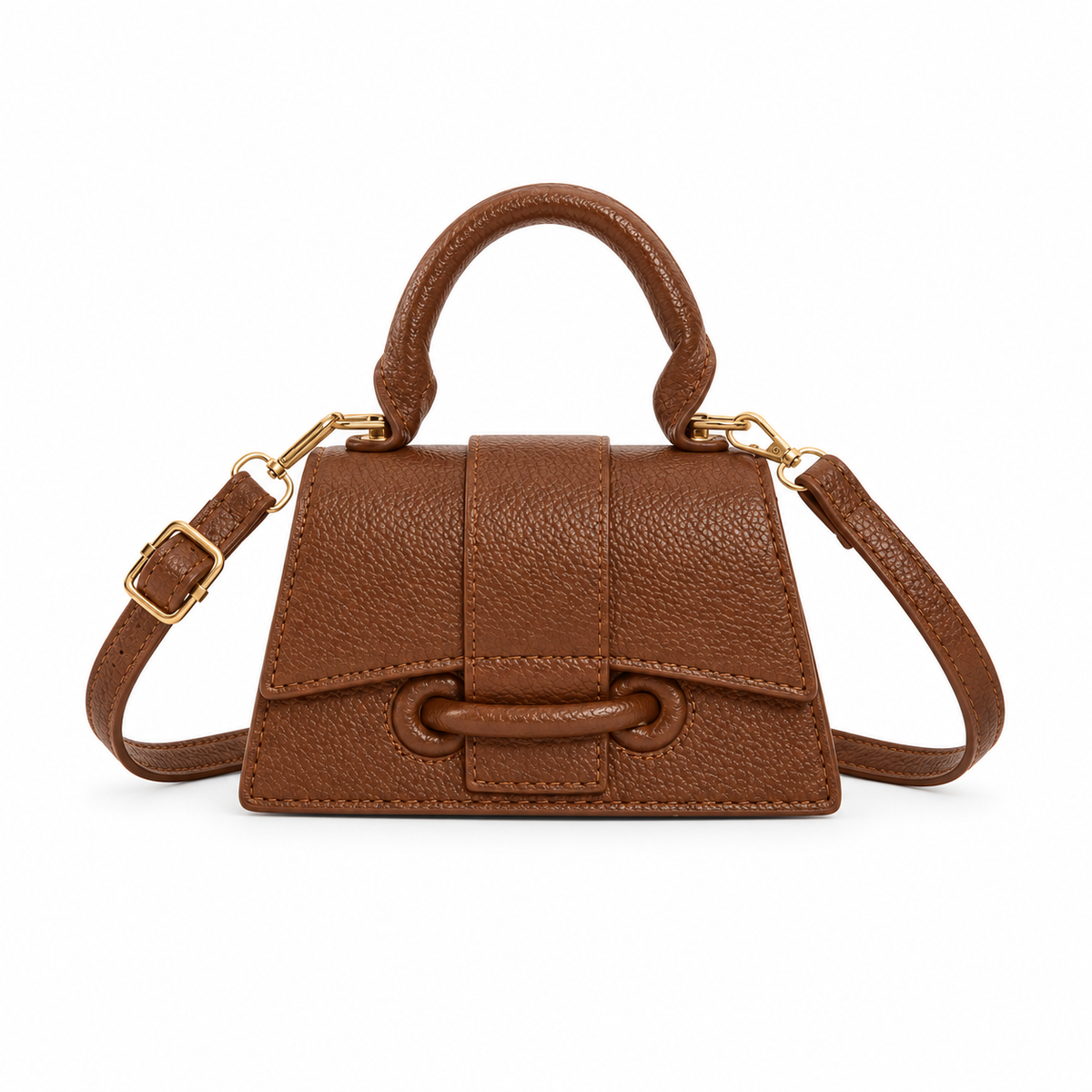 Brown Structured Mini Crossbody Handbag Purse