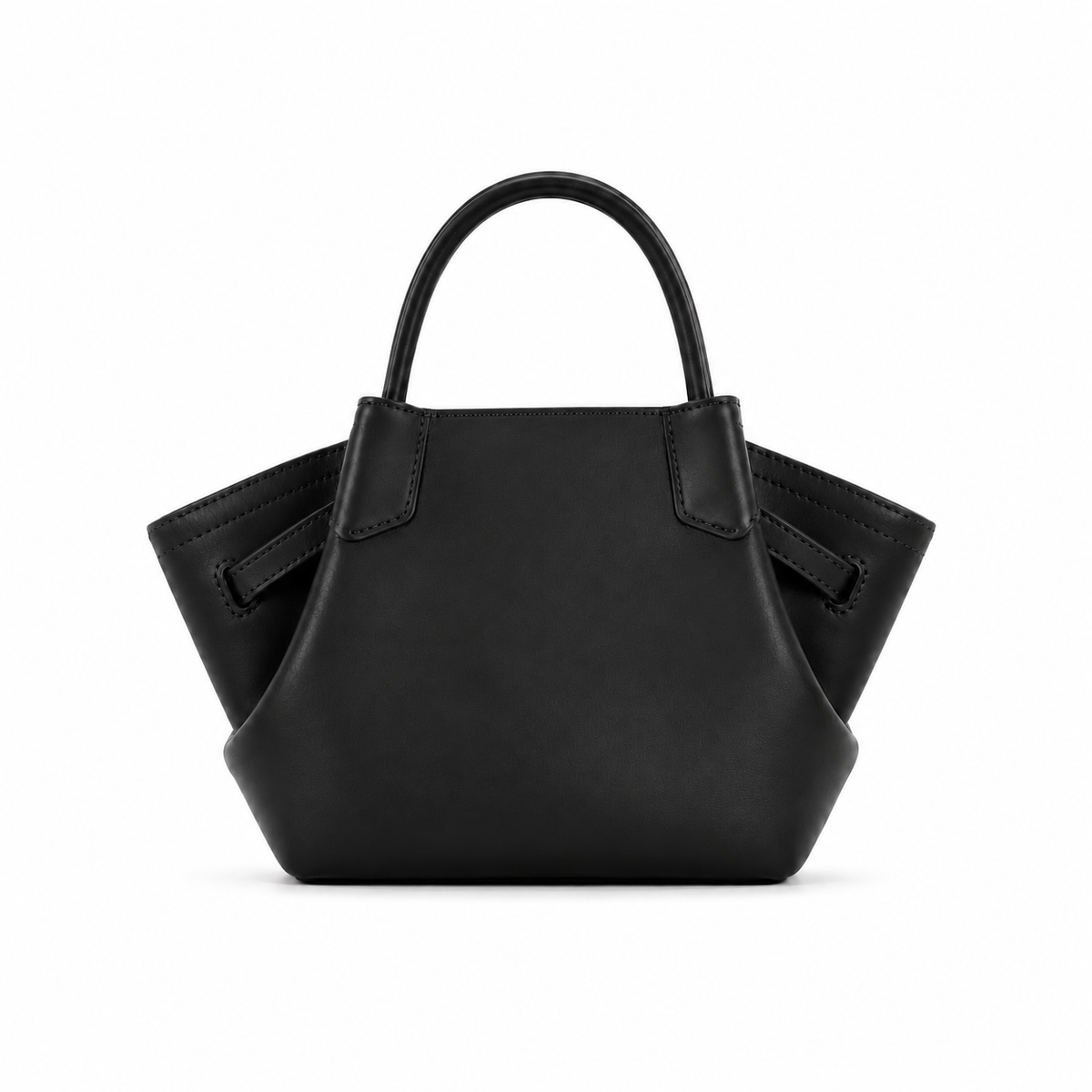 Jet black Structured Winged Handle Handbag