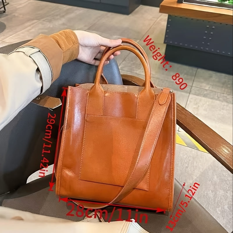 New Leather Crossbody Bag Women's Large Capacity Bag Spring And Summer Fashion Atmosphere Work Commuter Leather Crossbody Handbag