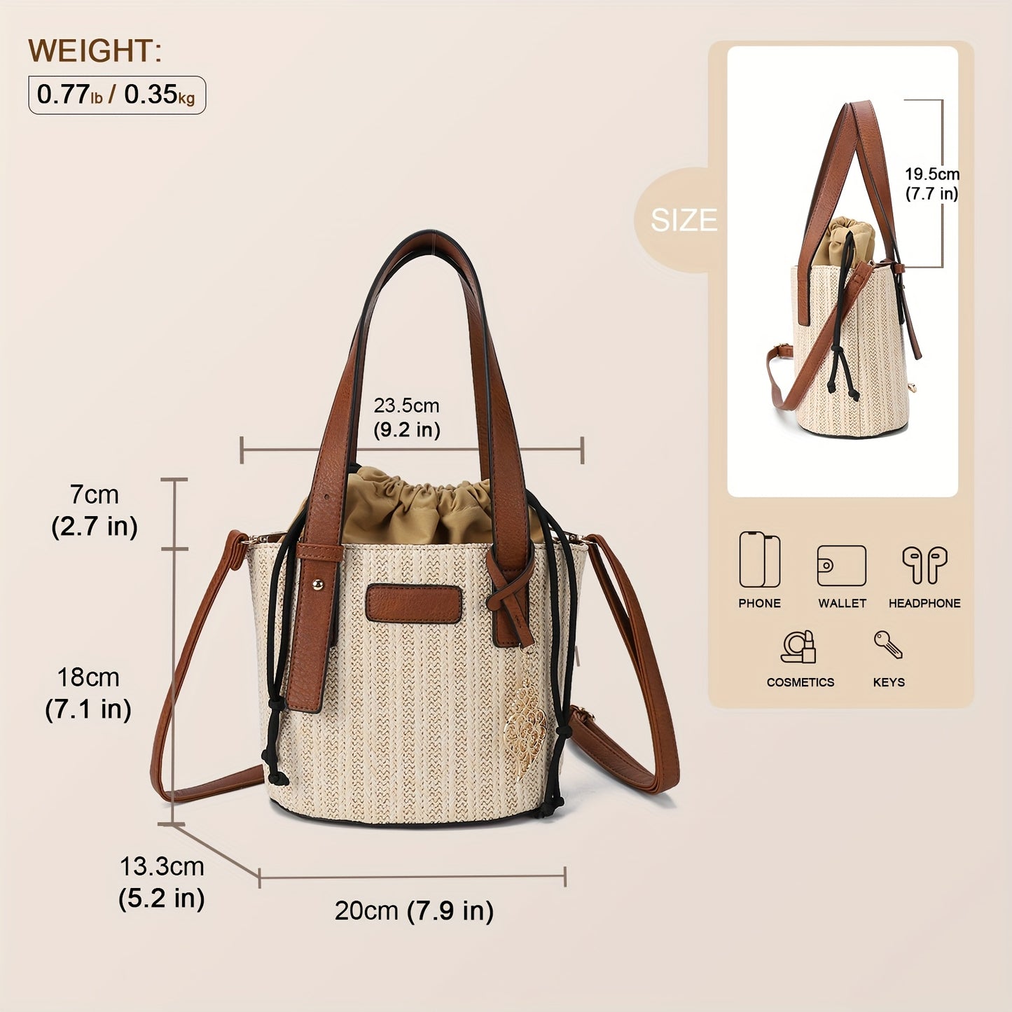 High Quality Hand-woven Straw Women's Bucket Bag | New Vintage Niche Design Fashion Casual Single Shoulder Crossbody Handbag