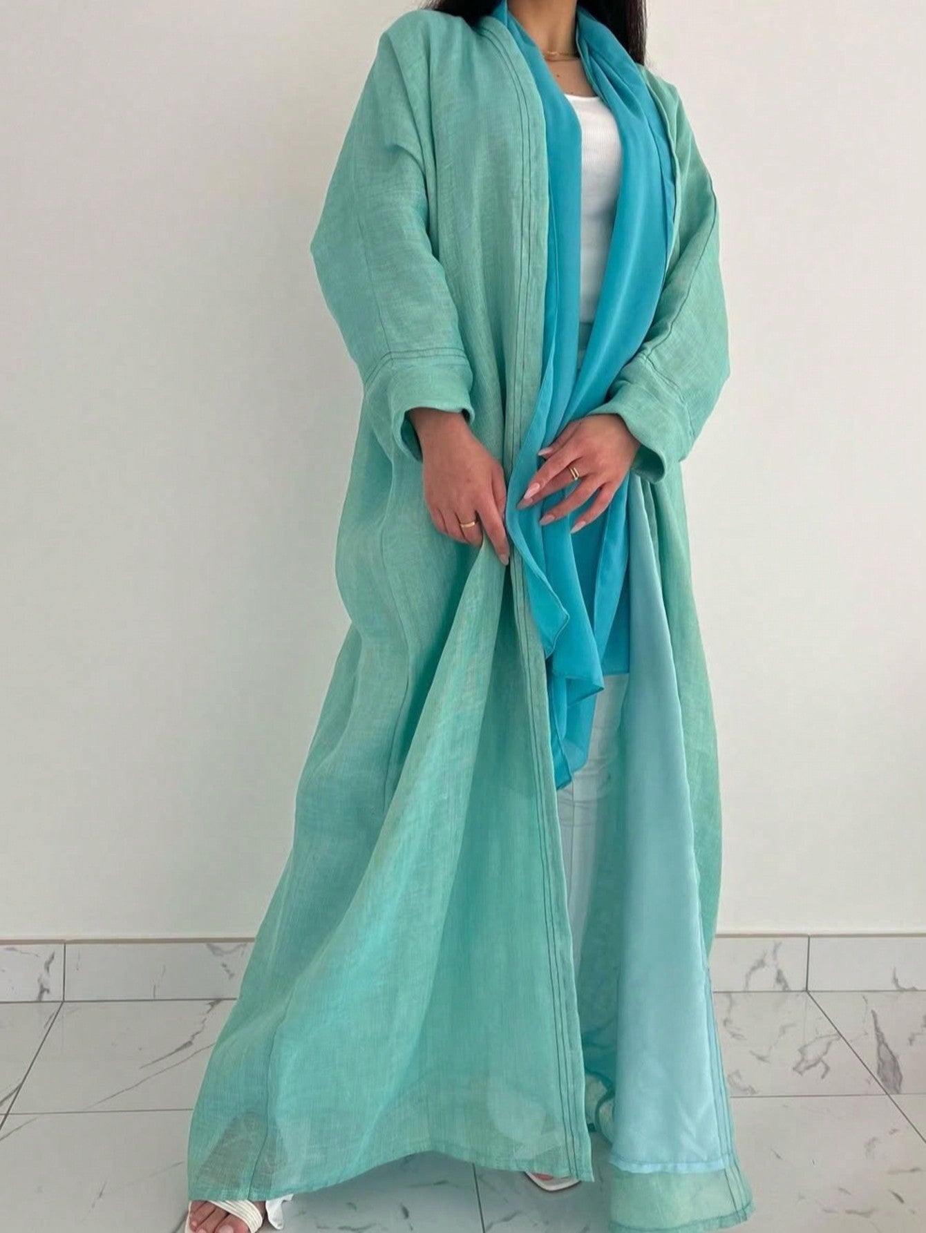 1pc Middle Eastern Women's Elegant Long Sleeve Arabic Abaya - Loose Fit H-Line Long Robe with Solid Color, Hand Wash/Dry Clean, All-Season Traditional Attire, Modest Fashion | Flowing Garment