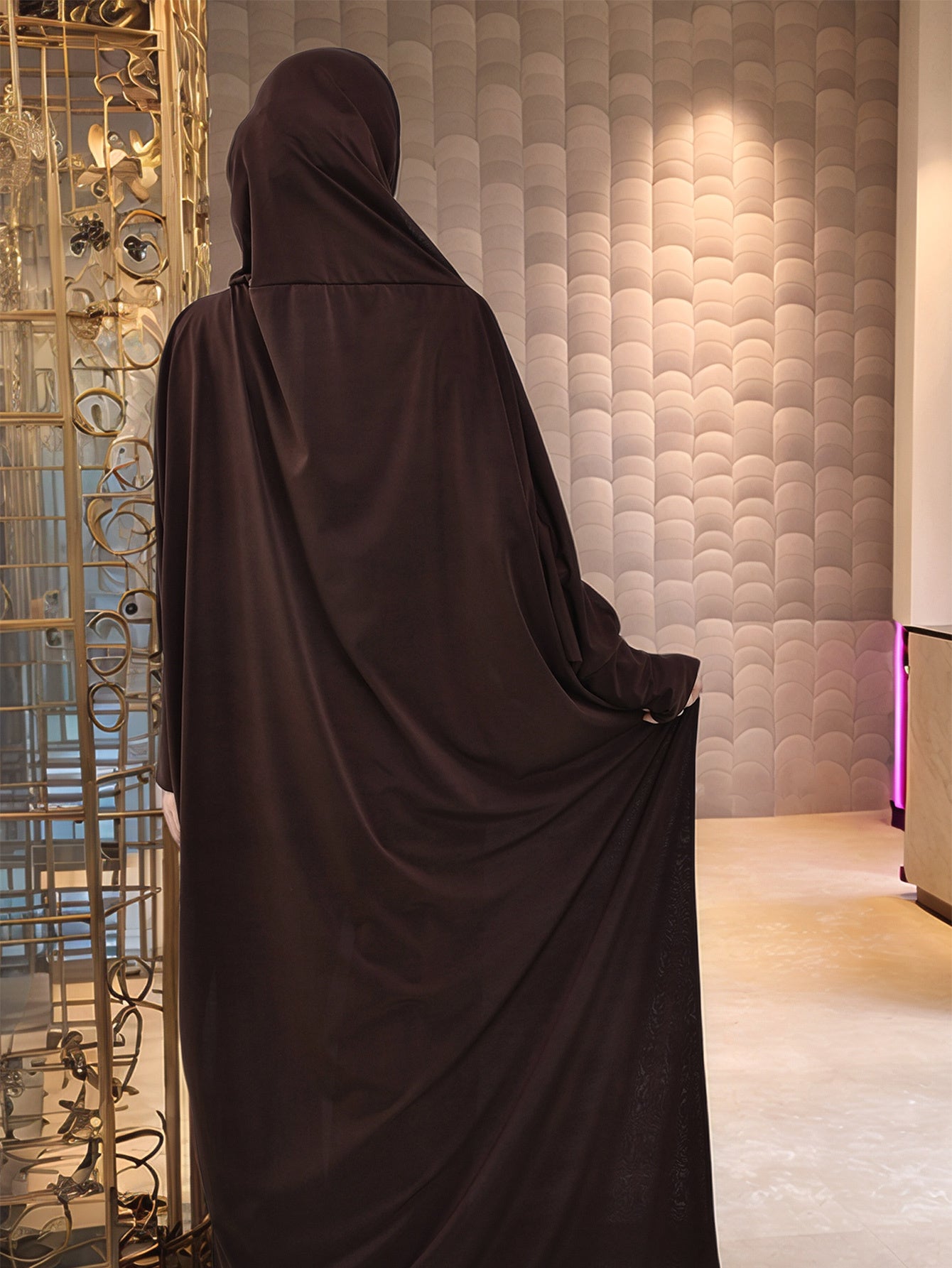Muslim Women's Elegant Navy Blue Arab Abaya Burqa with Large Headscarf - Full-Body Coverage Long Sleeve Islamic Dress for Ramadan, Eid al-Fitr & Daily Wear - Modest Traditional Clothing