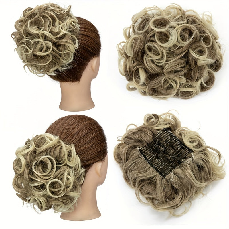 Curly Bun Extensions Scrunchie Combs In Messy Bun Hair Piece For Women