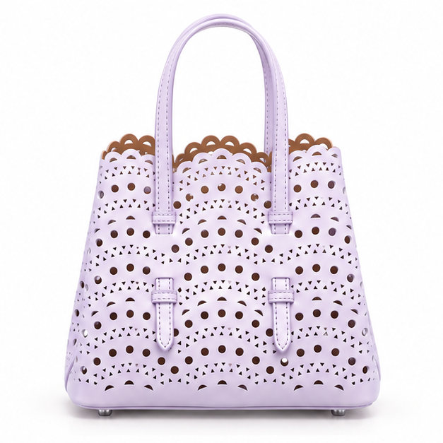 Lavender Laser Cut Structured Tote Handbag