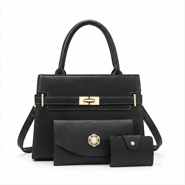Black Elegant Three-Piece Handbag Set