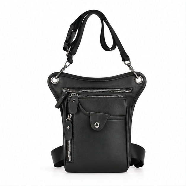 Black Multi-Pocket Crossbody Sling Bag