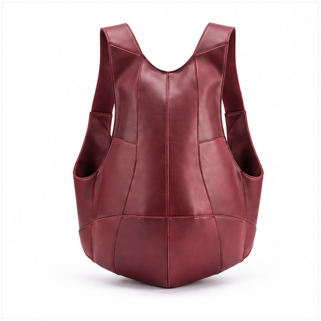 Red Coffee Sculpted Everyday Leather Backpack