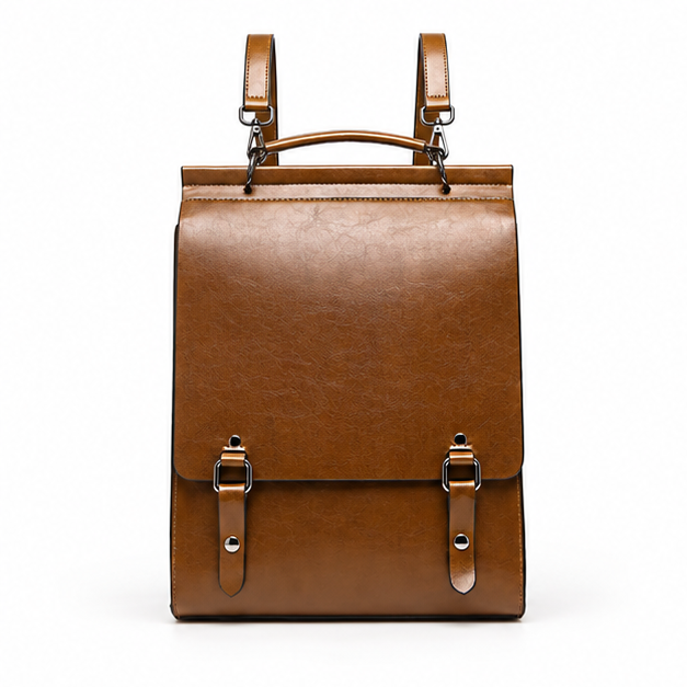Vintage Brown Leather Convertible Backpack
