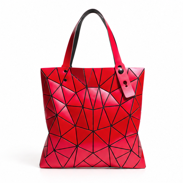 Dark Red Geometric Mosaic Tote Bag