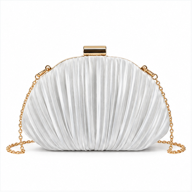 Elegant Pleated Satin Evening Clutch Bag