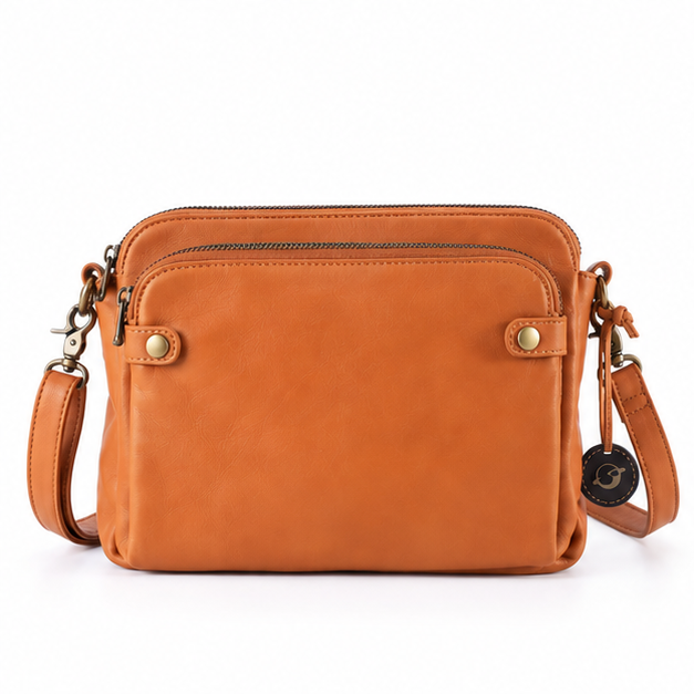 Vintage Tan Leather Crossbody Shoulder Bag