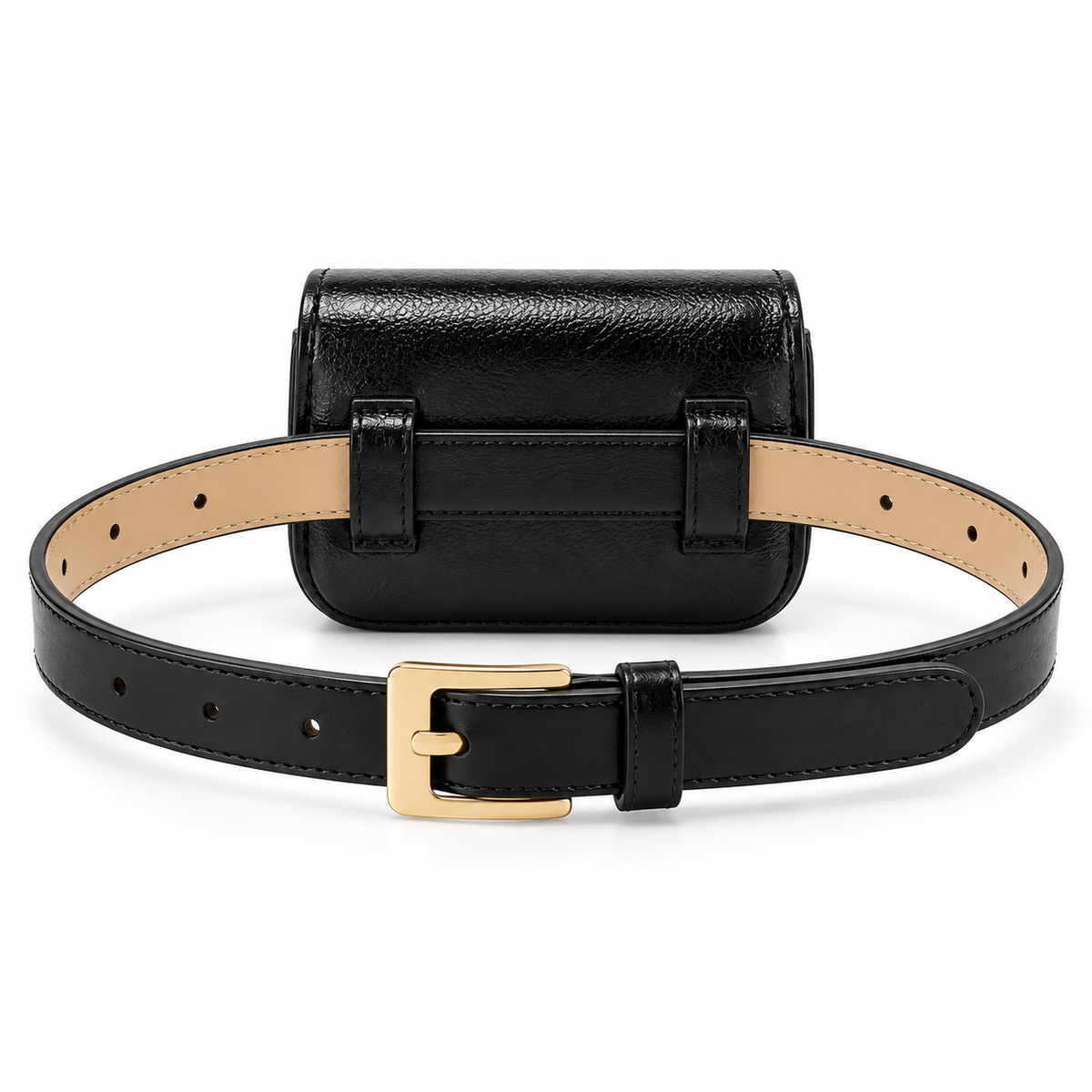 Black Belt Bag With Golden Ring
