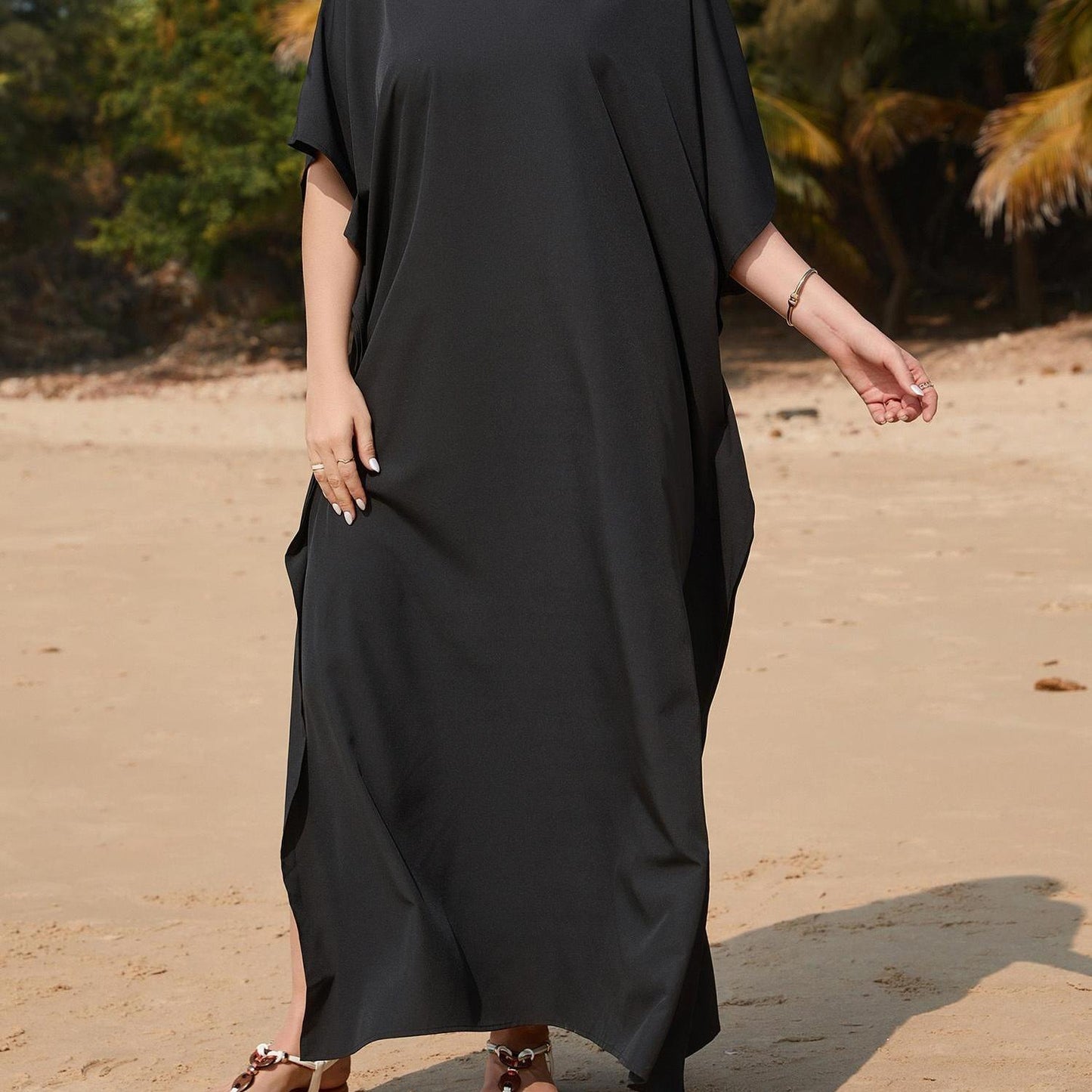 Women Plus Size Bathing Suit Cover Up Colorful Beach Kaftan Dress Long Bikini Cover Up Swimsuit Beachwear