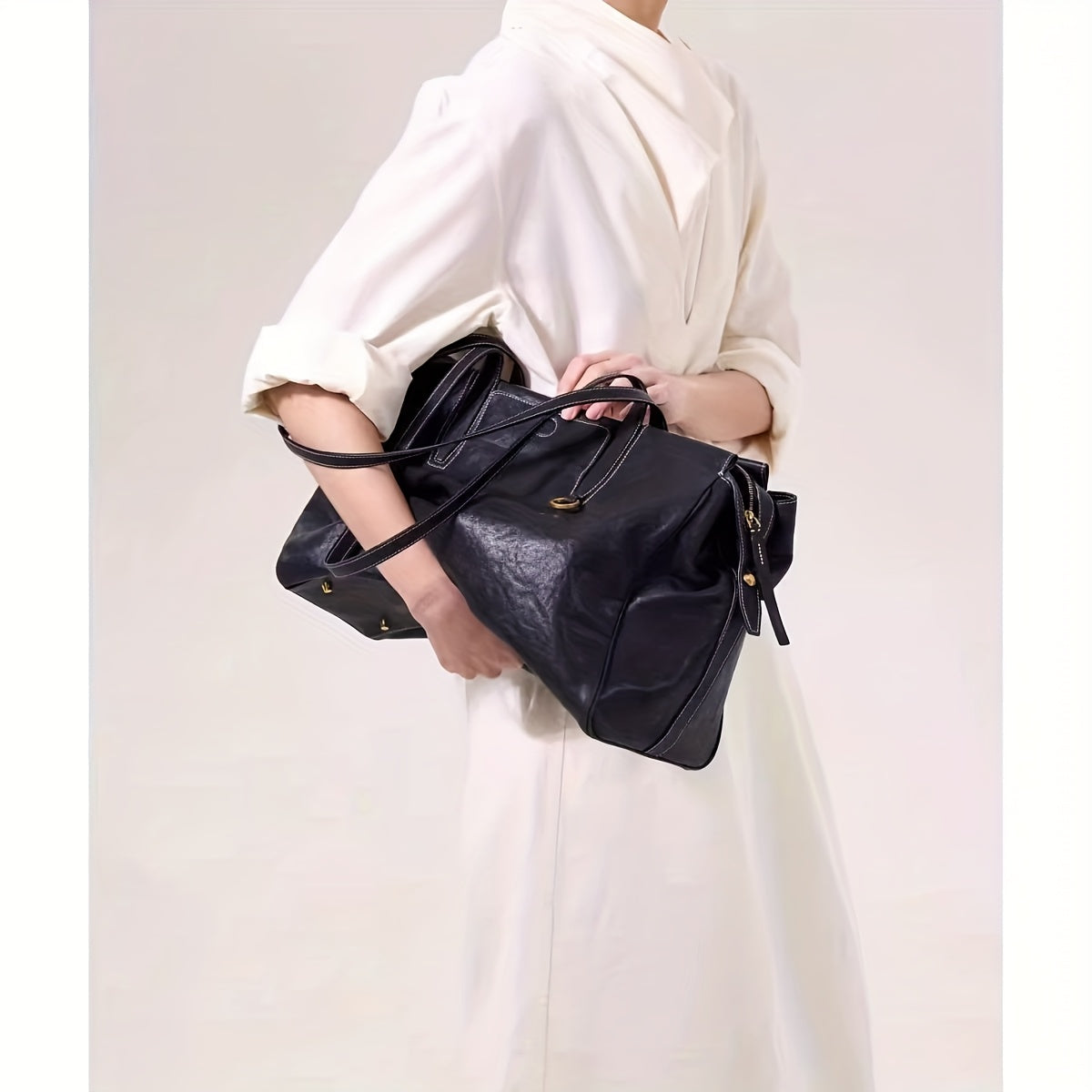 Genuine Leather Tote Bag for Women - Premium Cowhide Shoulder Handbag