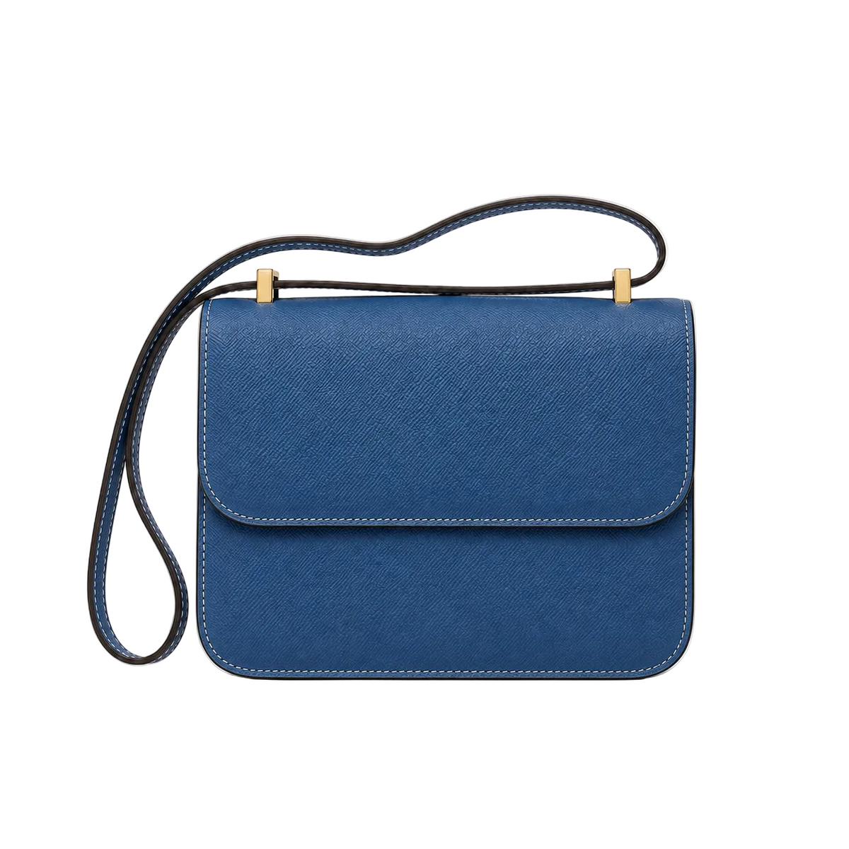 Blue Textured Flap Crossbody Shoulder Bag