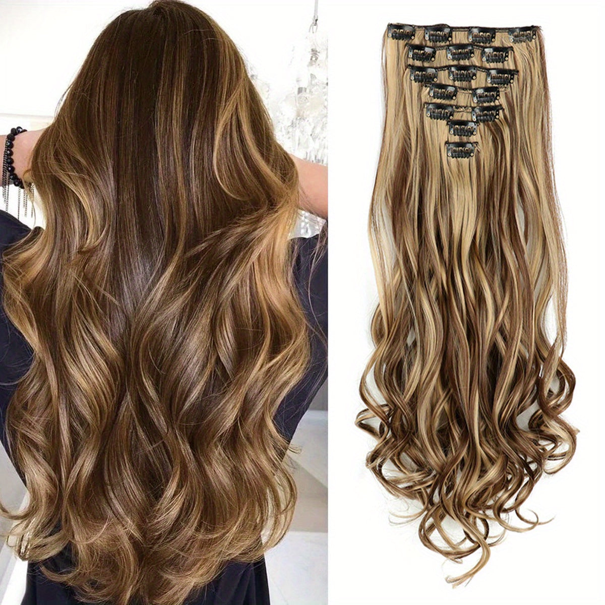 22 Inch Full Head Clip In Hair Extensions