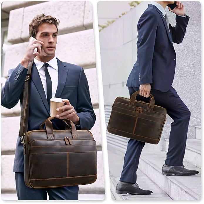 Leather Briefcase For Men, Business Travel Laptop Messenger Bags
