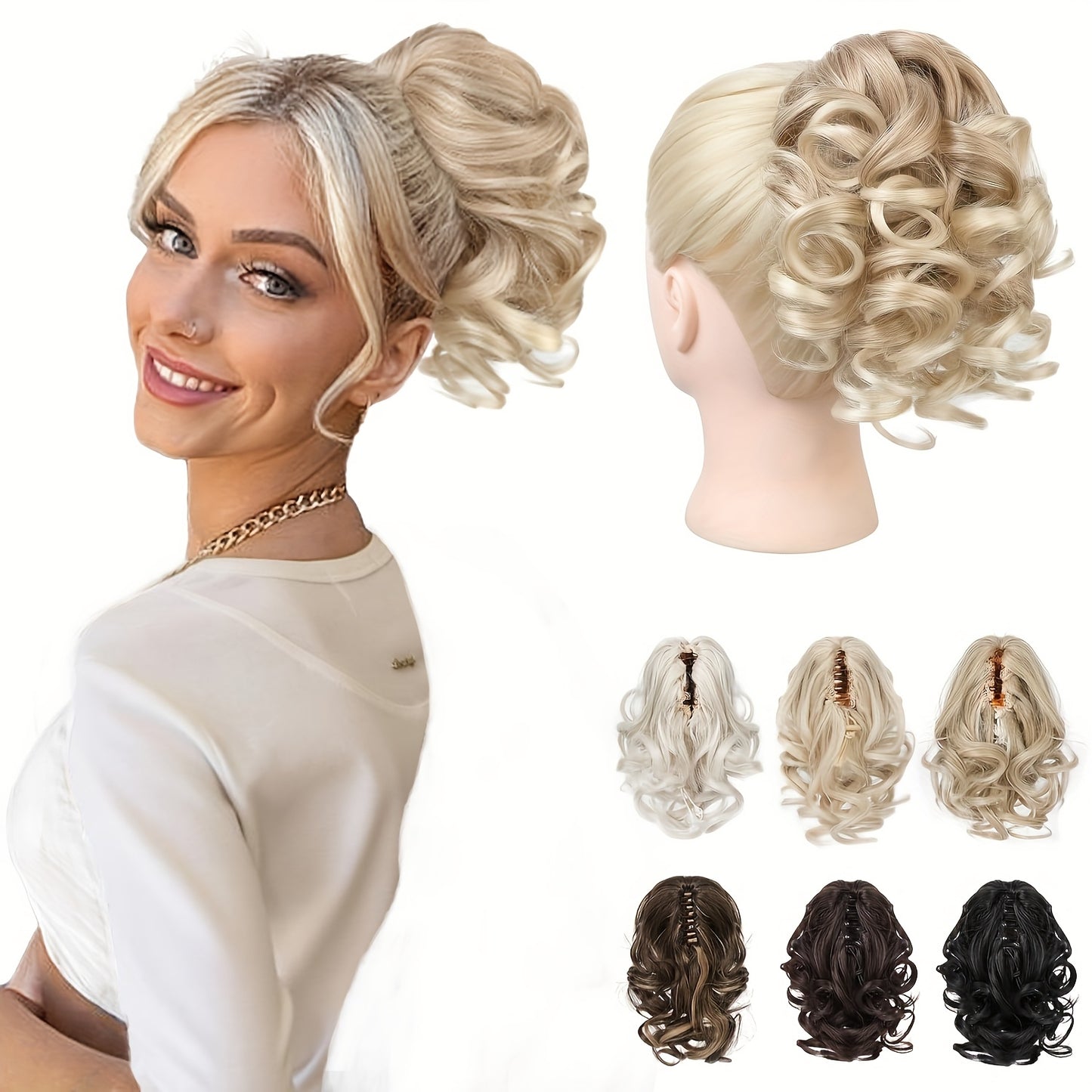 8 Inch Wavy Clip-In Ponytail | Jumbo Claw Clip Synthetic Hair Extensions for Women