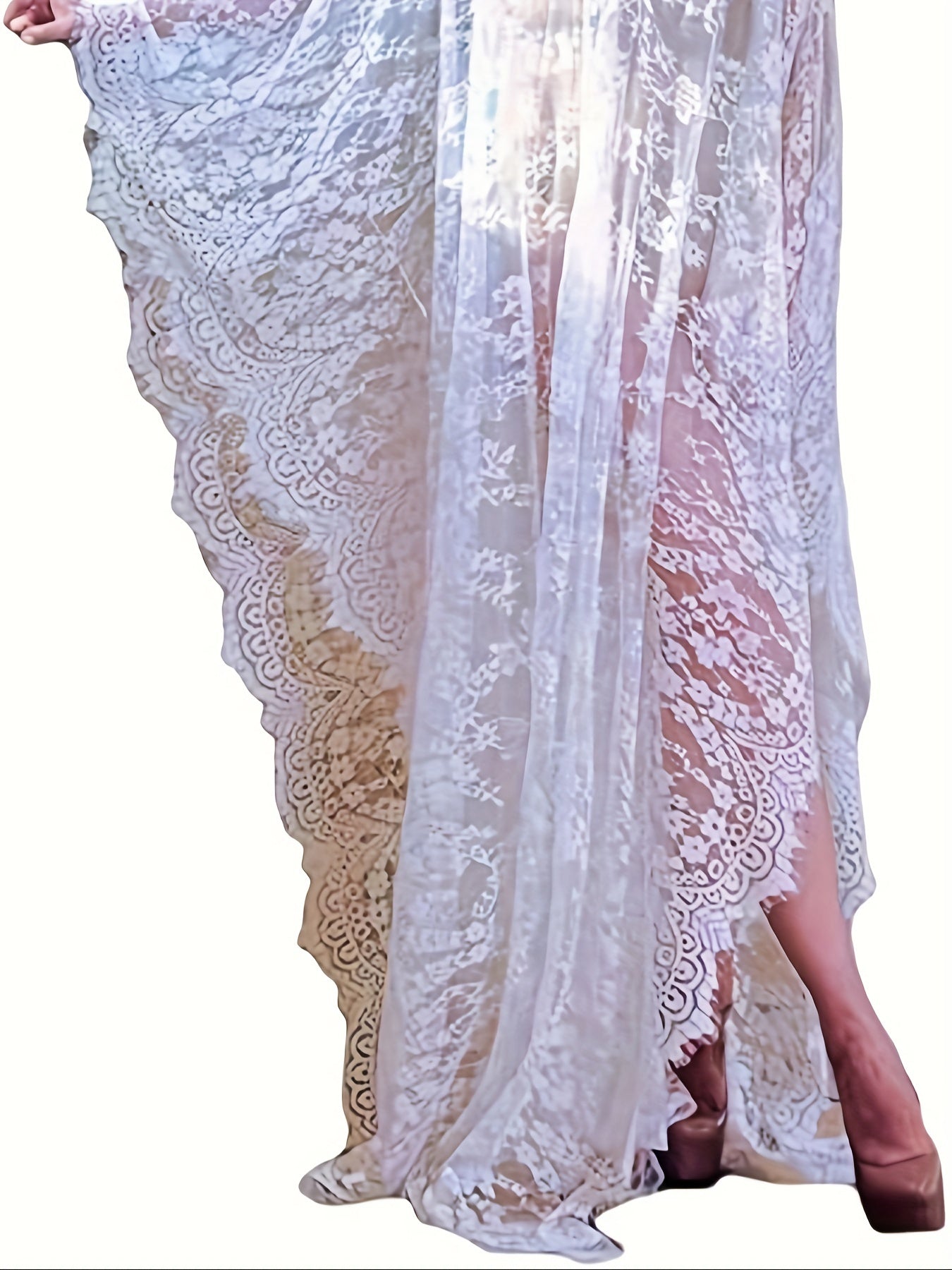 Women Halloween Costumes Plus Size Lace Swimwear Bikini Cover Up Long Kaftan Dress White