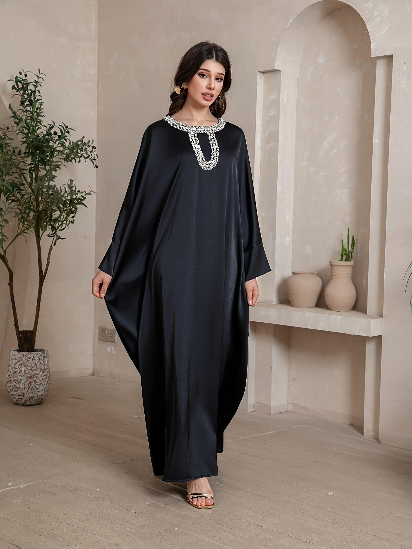 Women's Abaya Islamic Robe - Elegant Long Maxi Kaftan Dress with Floor Coverage, Formal & Everyday Muslim Gown - Machine Washable Islamic Clothing for Women - Non-See Through Islamic Dress