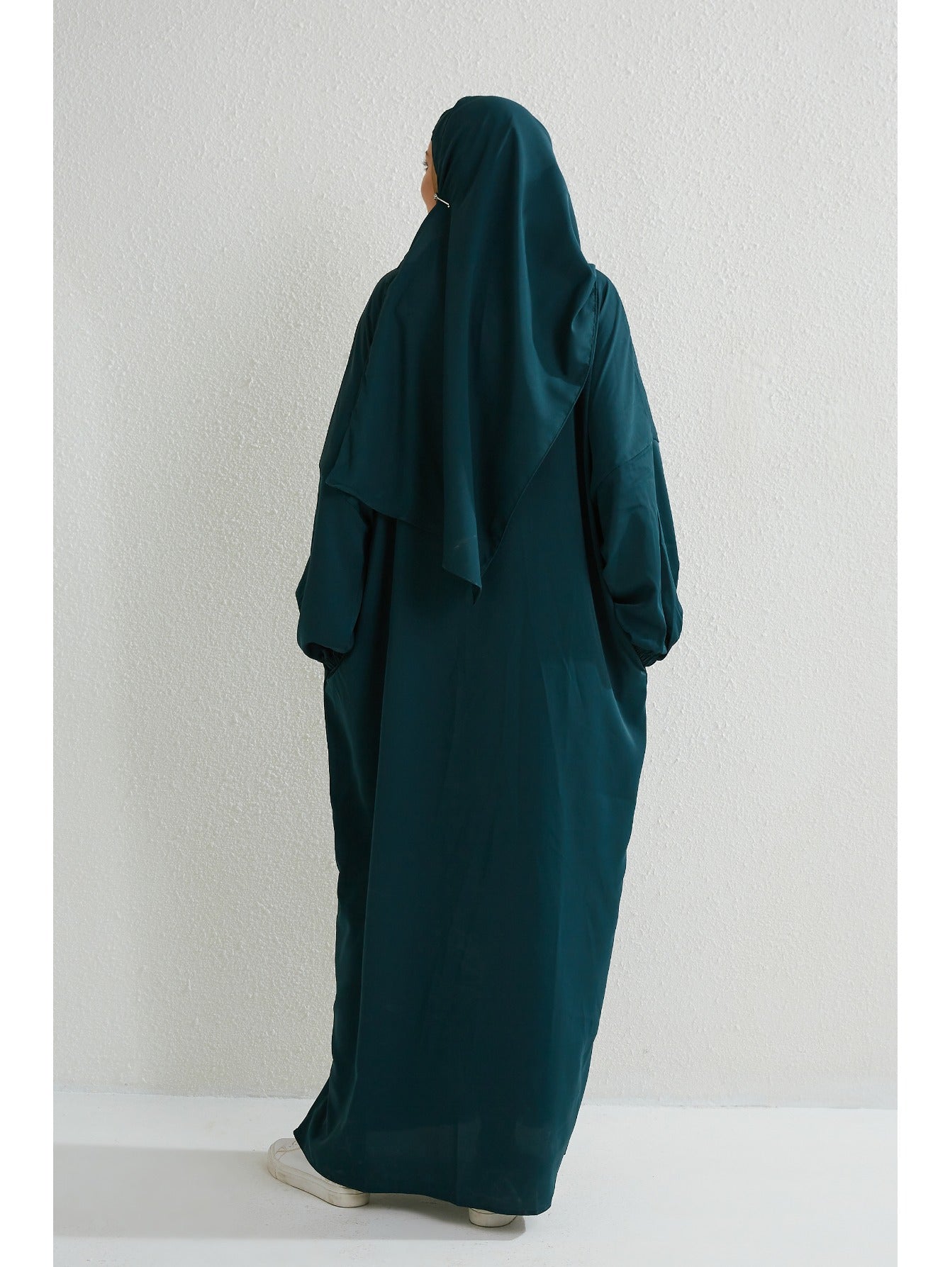 Elegant Islamic Hijab Dress for Women - Kaftan Style with Headscarf, Modest Middle Eastern Long Skirt Jibab Abaya, Loose Fit H-Silhouette, Long Sleeve Asymmetrical Hem, Solid Color Beige, Machine Washable for Ramadan Prayer & All Occasio