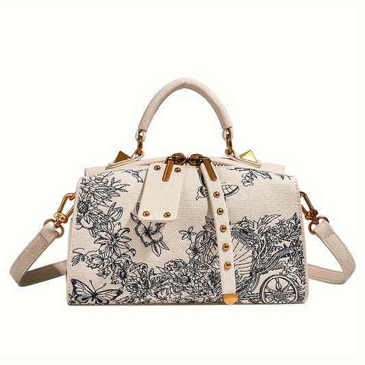 Genuine Leather Boston Duffel Bag for Women - Lightweight Large Capacity Layered Crossbody Handbag with Adjustable Shoulder Strap, Golden-Tone Hardware & Magnetic Closure