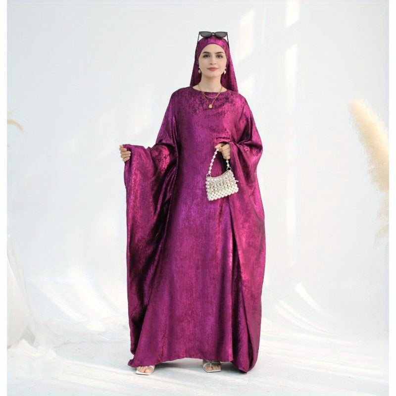 Elegant Turkish Abaya Dress - Spliced Dubai Style, Long Sleeve, Floor-Length, Polyester, Green, Blue, Black, White, Beige, Brown, with Golden Accents, Perfect for Formal Events, Formal Attire