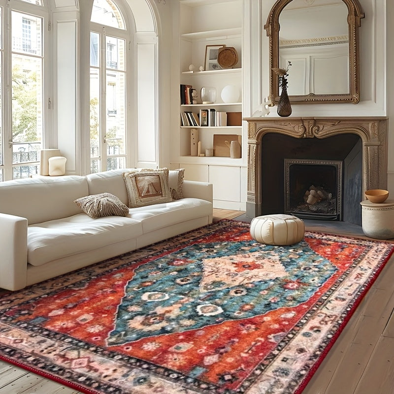 Imitation Cashmere Area Rug, Vintage Bohemian Style Carpet, Machine Washable, Non-slip, Soft, Rugs Can Be Used For Bedroom, Dining Room, Living Room And Office Decoration