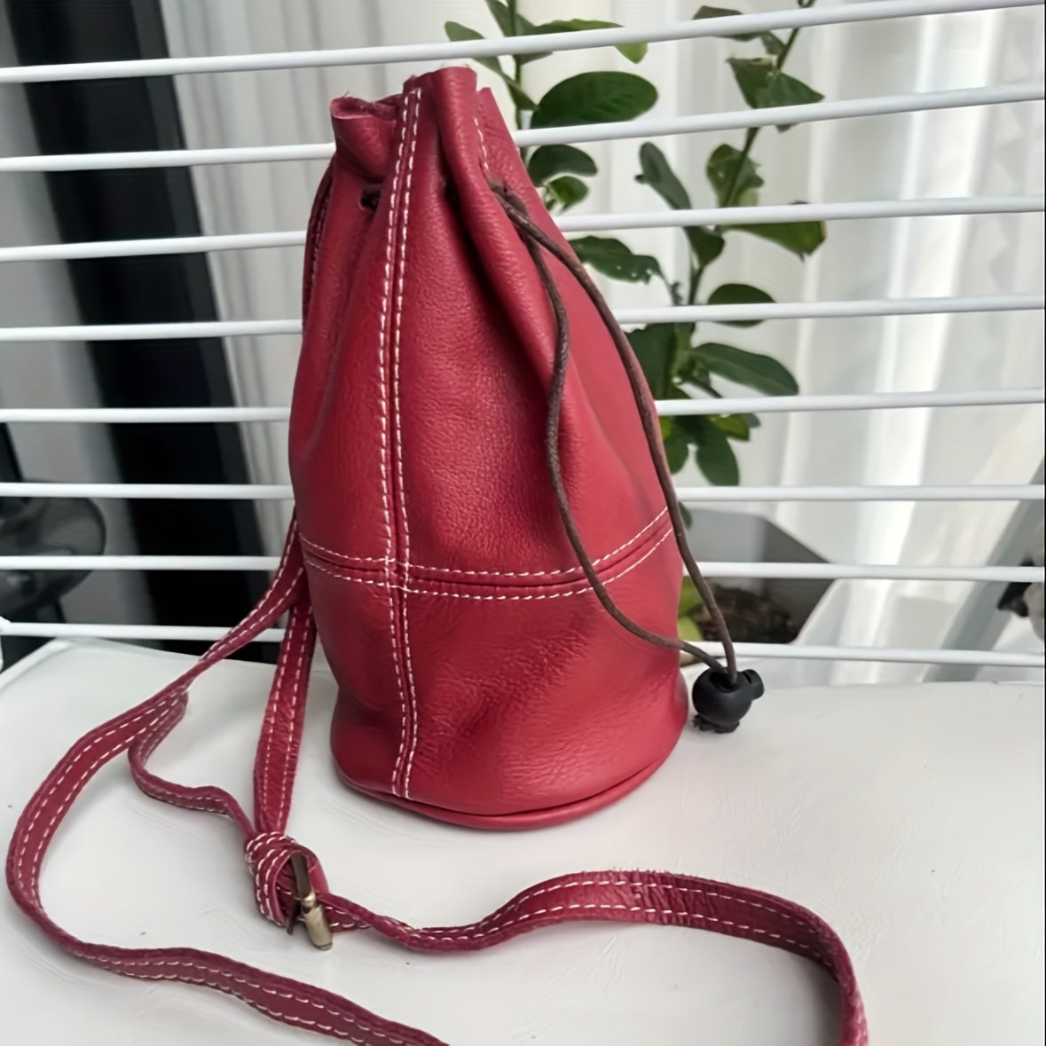 Genuine Leather Sling Crossbody Bag for Women - Adjustable Strap, Zipper Closure