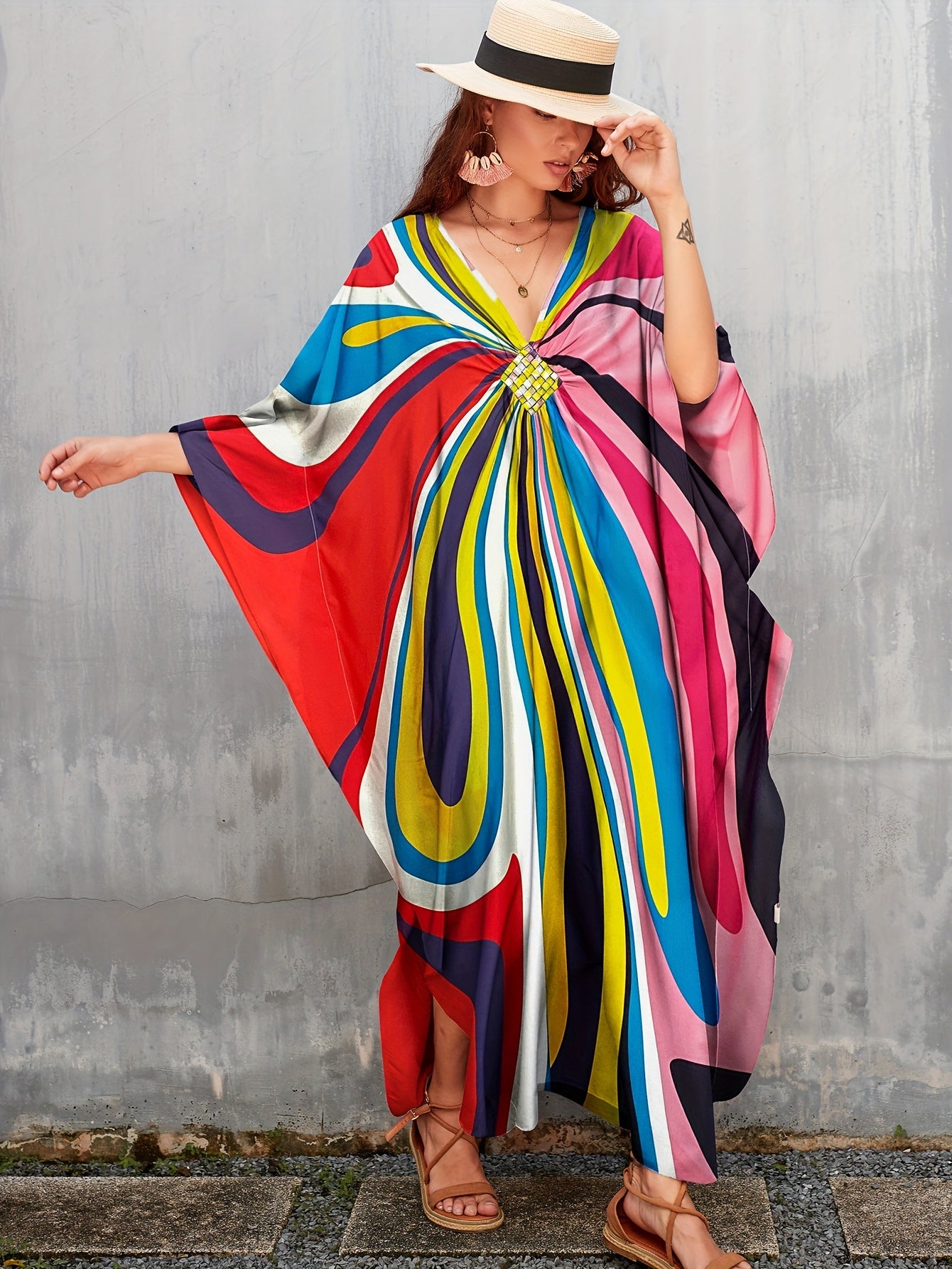 Plus Size Kaftan Dresses Long Swimsuit Coverup for Women Caftans Loungewear Casual Fall Dress