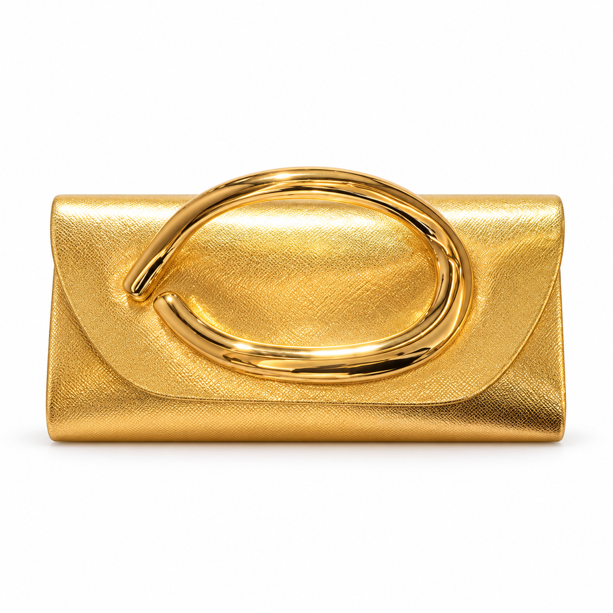 Elegant Gold Oval Handle Evening Clutch