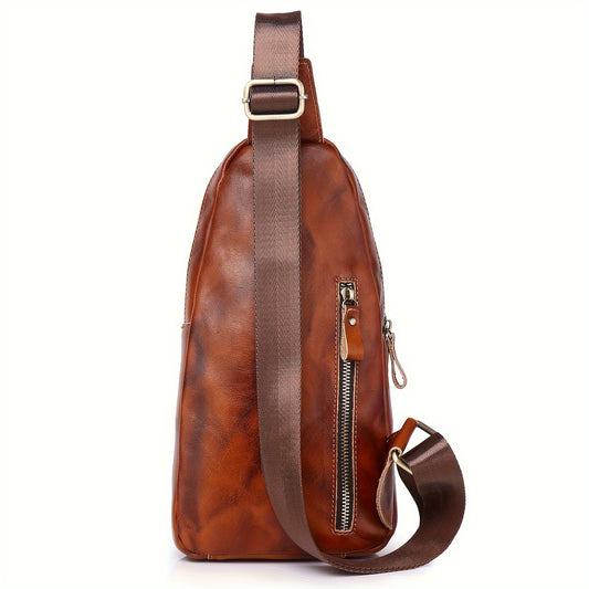 Genuine Leather Sling Bag Backpack For Men Women Chest Shoulder Satchel Crossbody Casual Outdoor Daypack