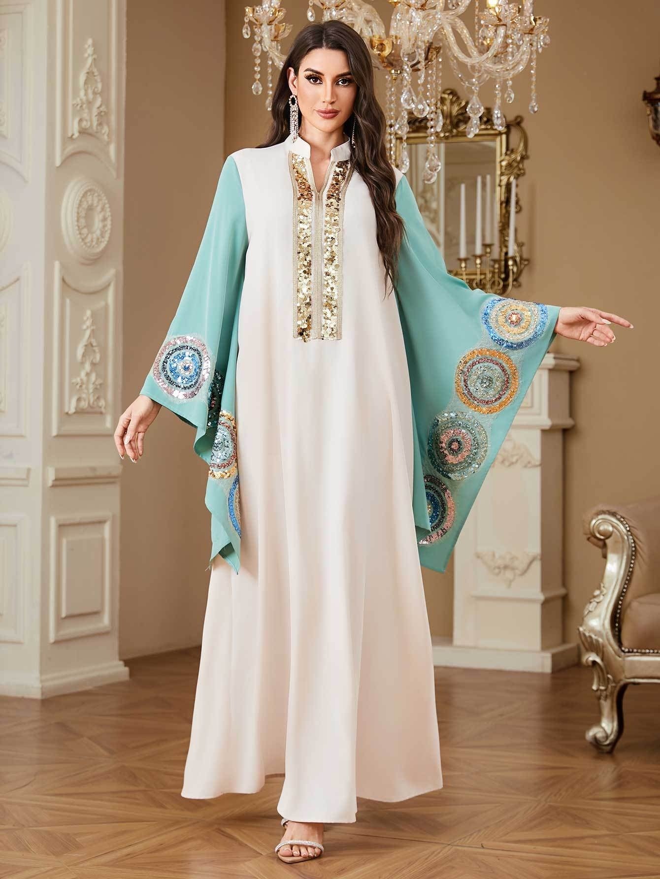 Women's Elegant Maxi Abaya Kaftan - Formal Evening Gown & Everyday Islamic Dress in Lavender Purple, Batwing Sleeves, Non-Stretch Formal event & Everyday Islamic Clothing for Weddings