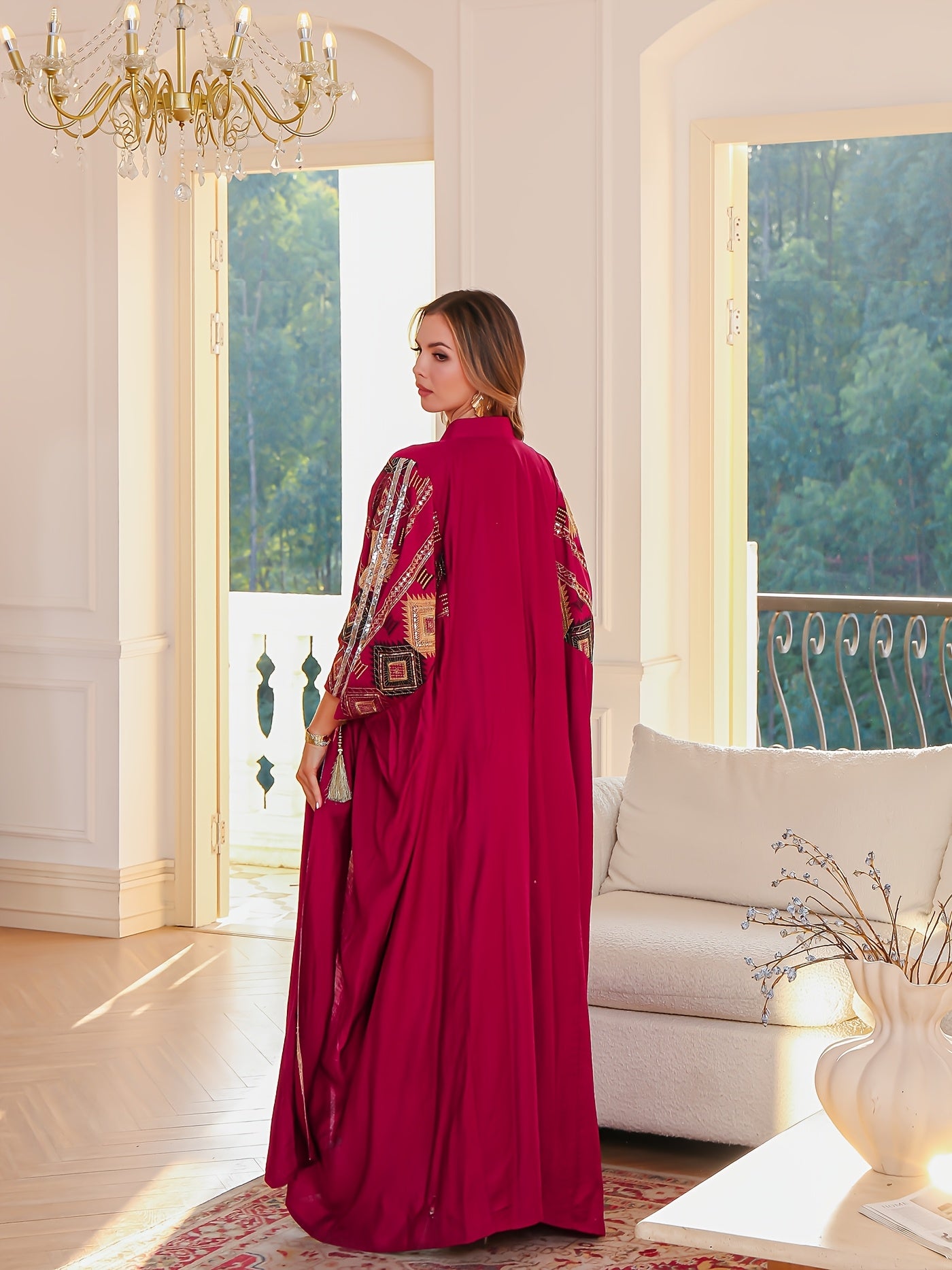 Elegant Middle Eastern Muslim Two-Piece Set - Stylish and Comfortable Design, Perfect for Daily Wear, INS Middle Eastern Pakistani Abaya Muslim Embroidered Long Robe Abaya Light Luxury