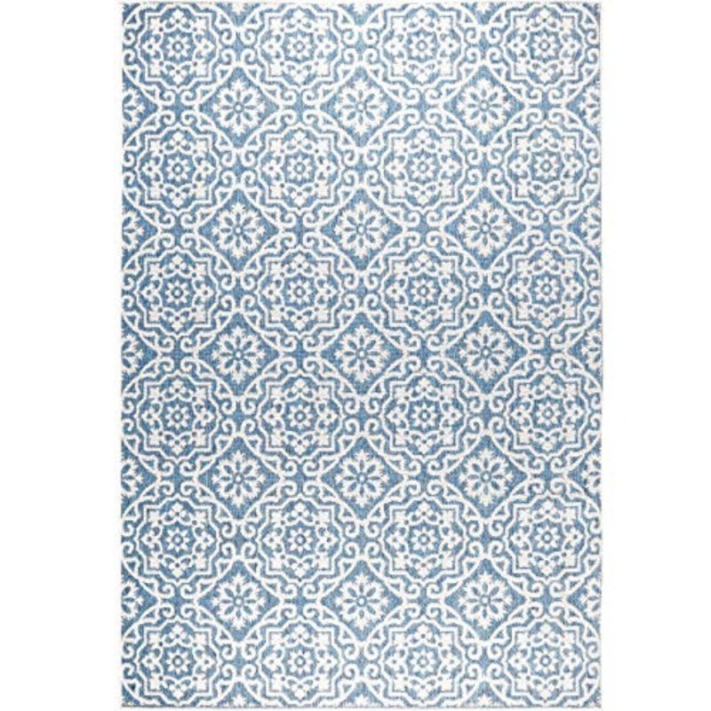 Patio Country Danica Transitional Geometric Indoor Outdoor Area Medium Rug Blue Grey 5'2x7'2