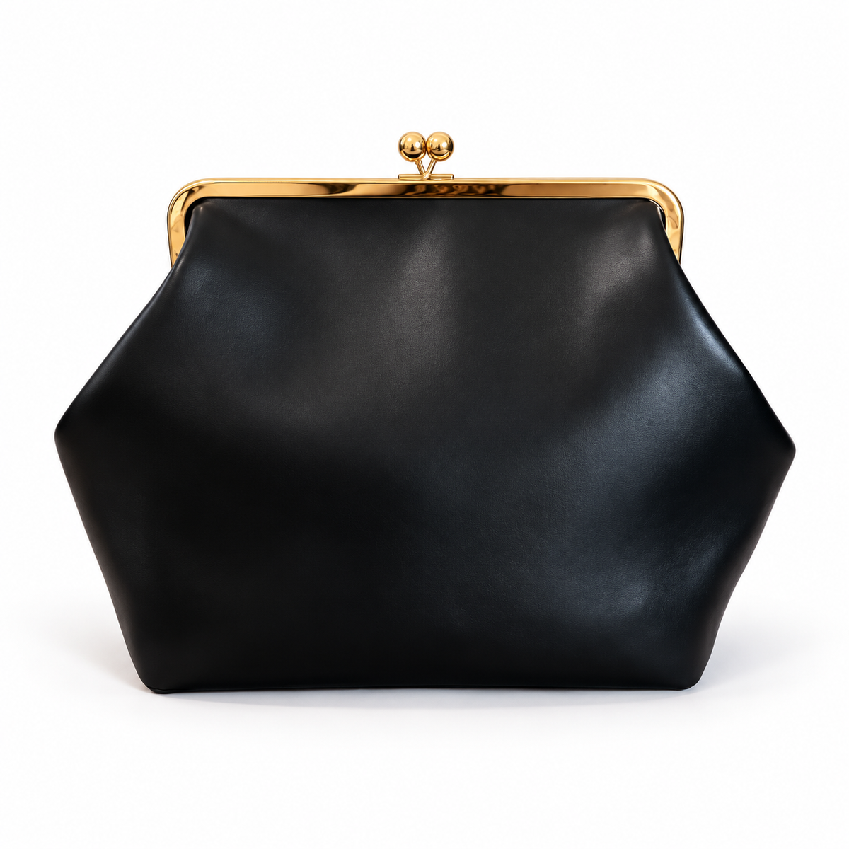 Elegant Black Clutch With Golden Clasp