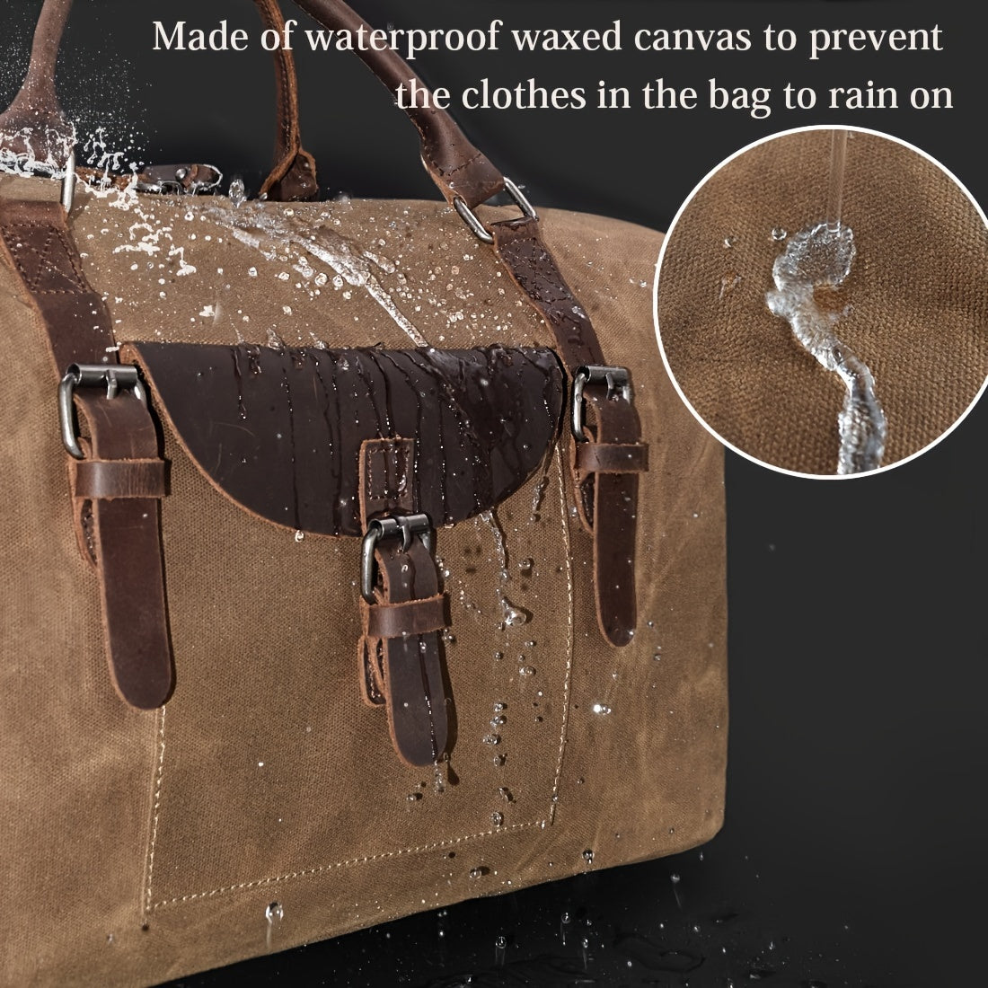 Oversized Travel Duffel Bag Canvas Weekender Leather Overnight Hand Bag With Toiletry Bag
