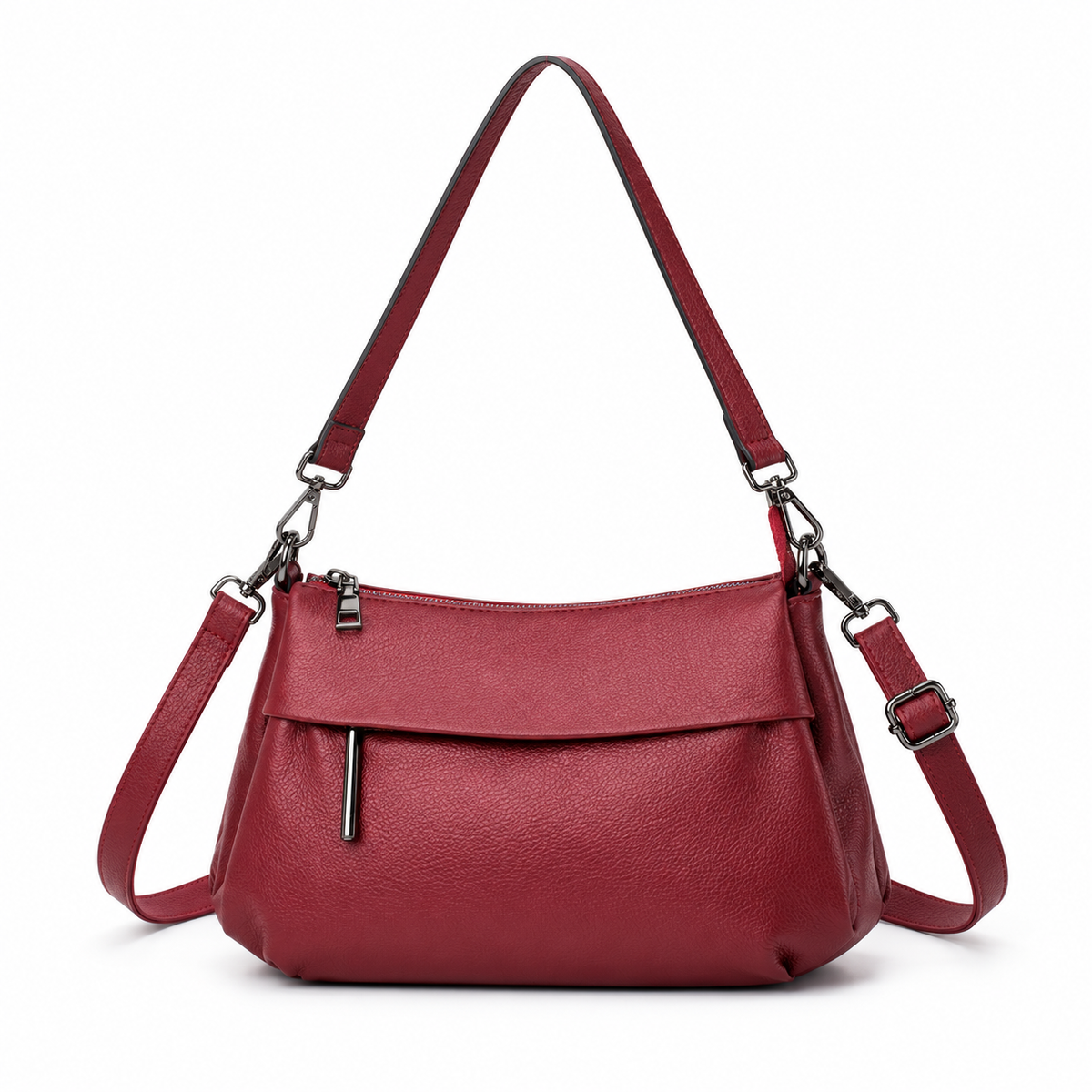 Elegant Burgundy Shoulder Bag With Crossbody