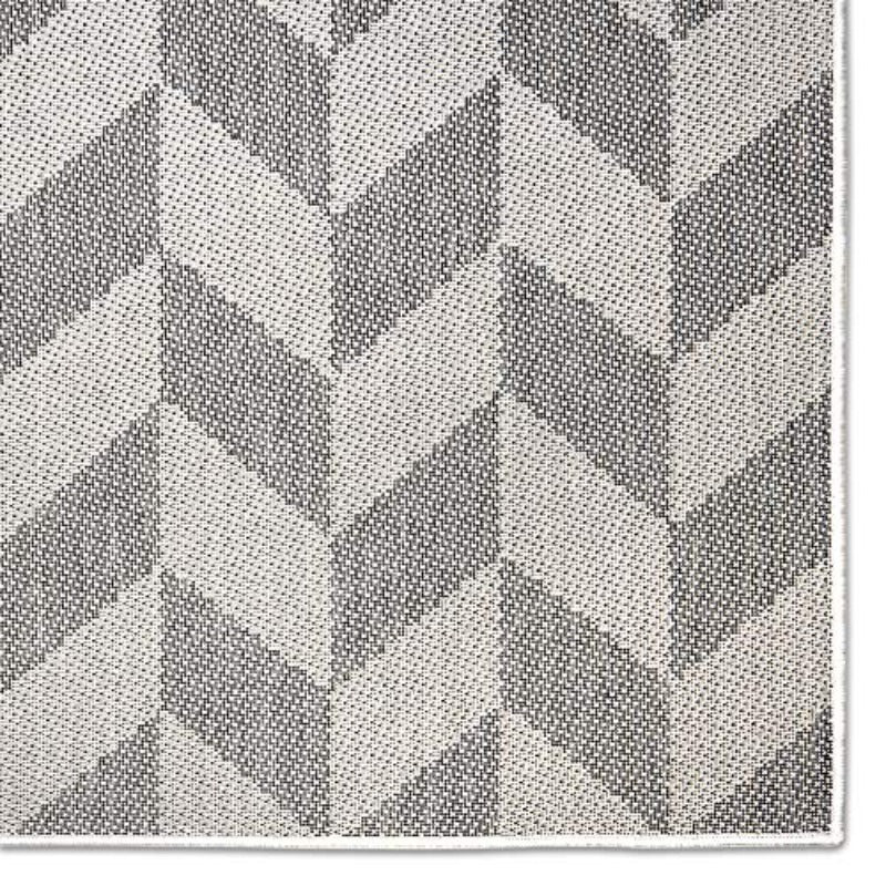 Patio Country Contemporary Herringbone Indoor Outdoor Area Medium Rug Black Grey 5'2x7'2