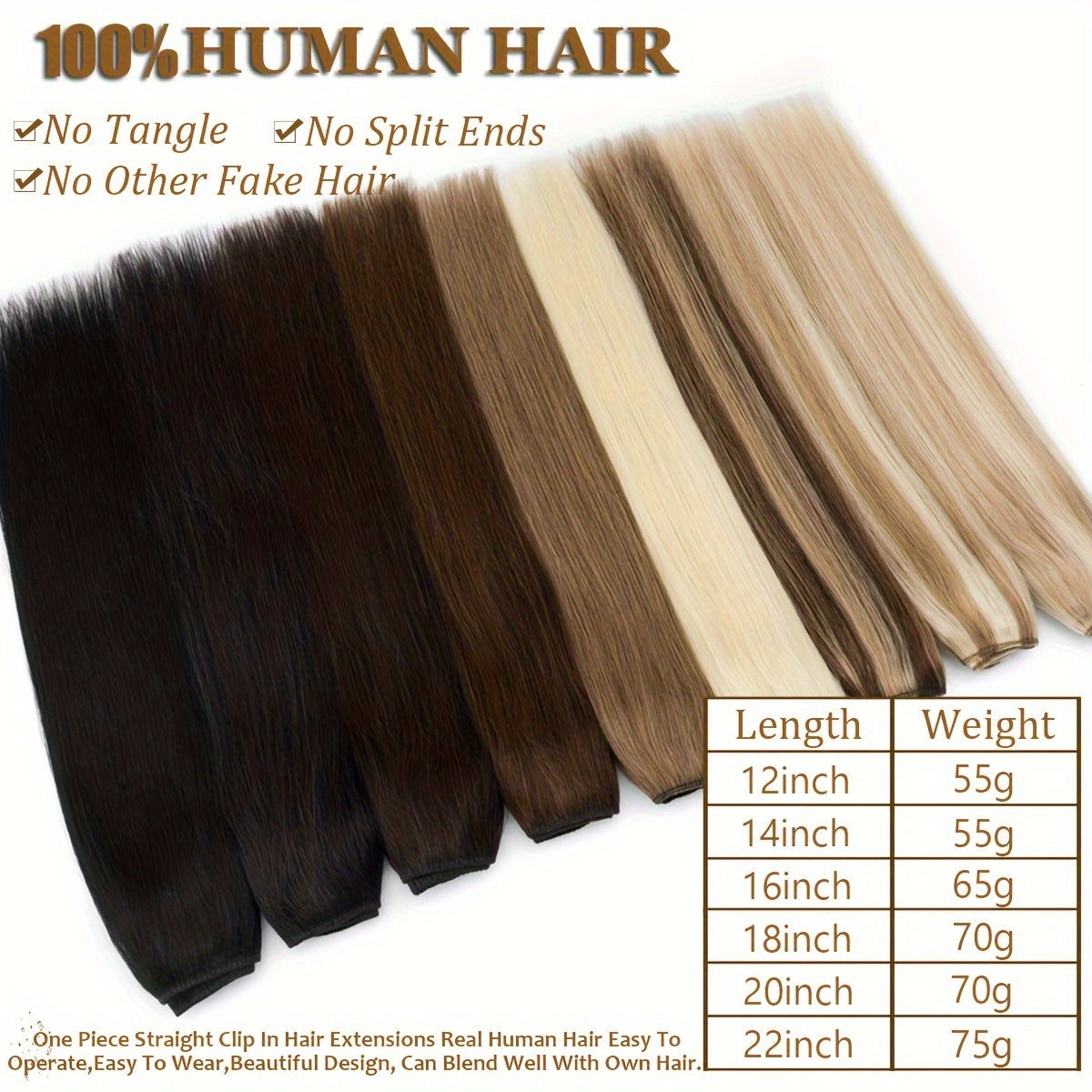 14-20 Inch V-Shaped Real Remy Clip in Human Hair Extensions