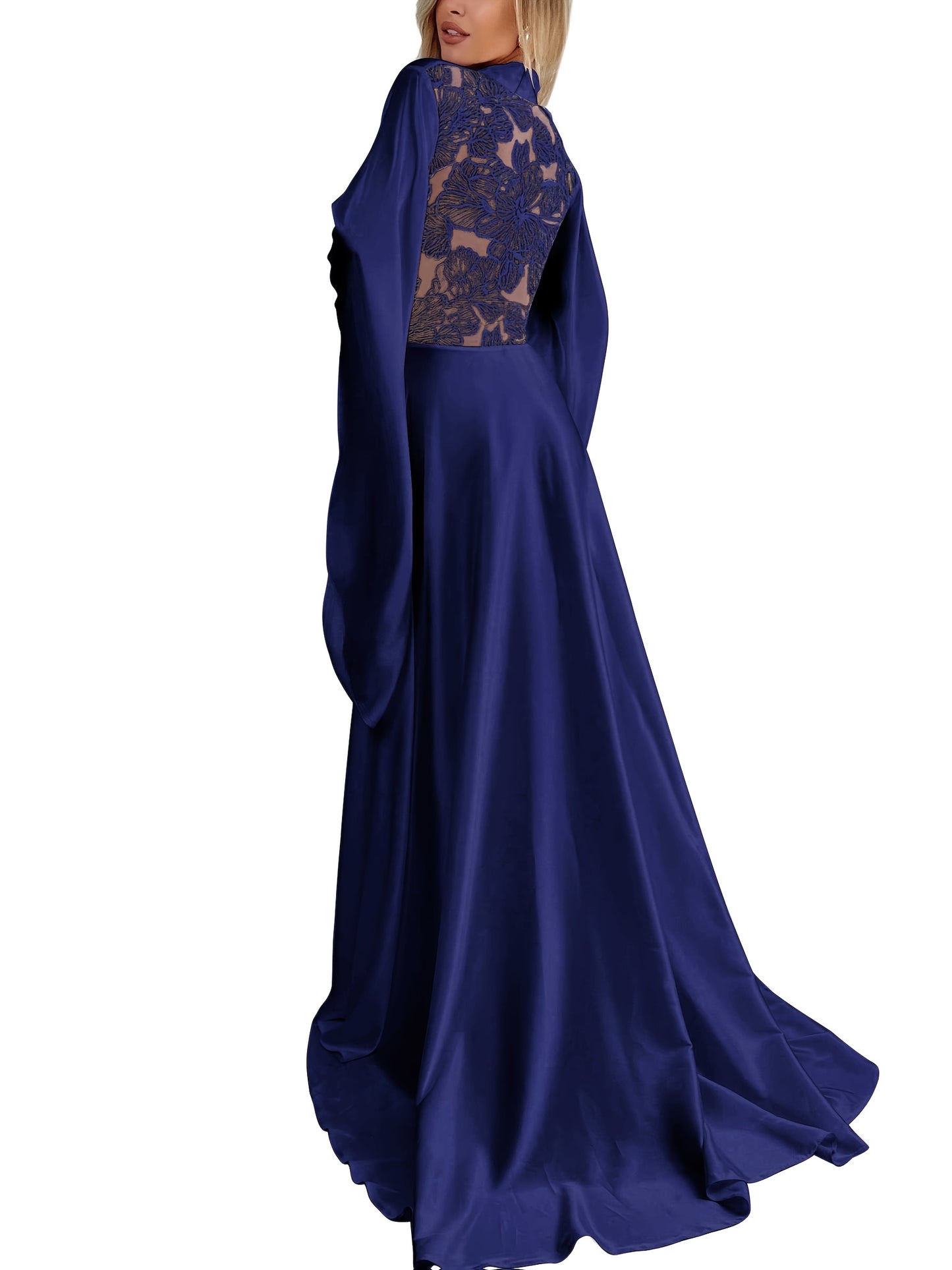 Ladies Satin Gown Silk Lace Bridal Kimono Abaya Nightgown Bridesmaid Gown Wedding Party Nightgown